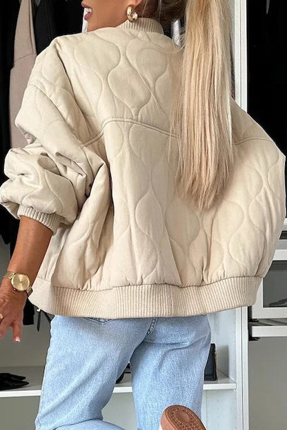 Abrigo acolchado liso casual con botones