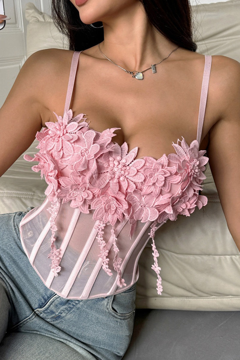 Top lencero de malla floral sexy