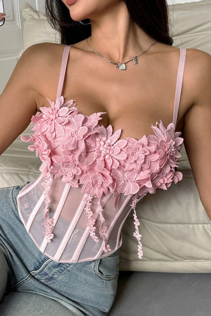 Top lencero de malla floral sexy