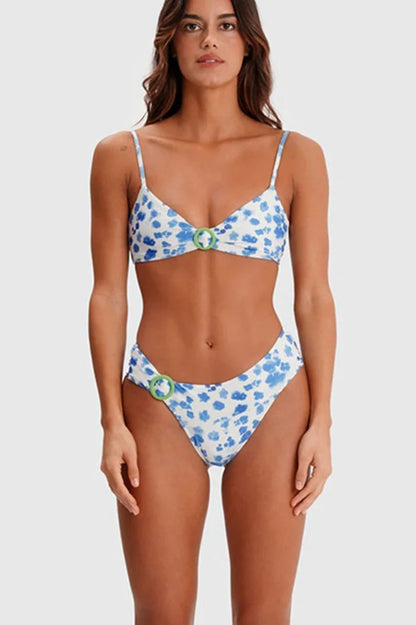 Conjunto de bikini estampado de talle bajo
