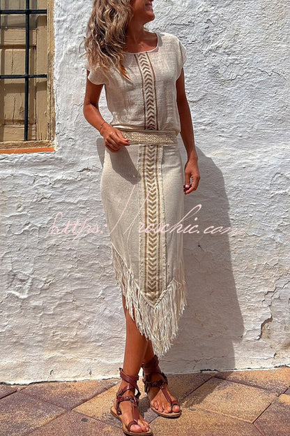Seize The Moment Linen Blend Ethnic Print Loose Top