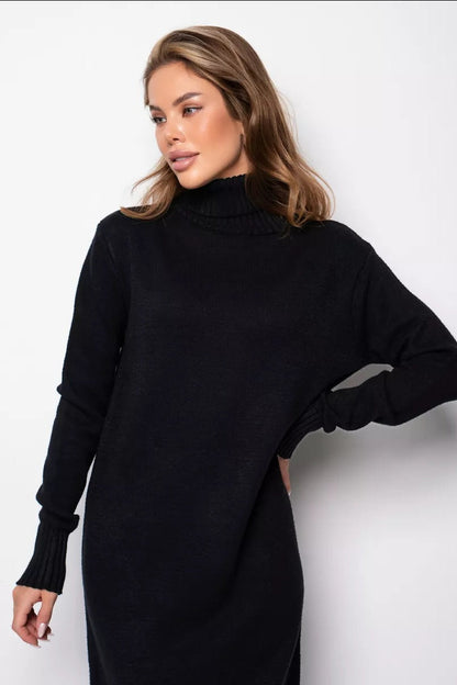 Vestido suéter de cuello alto holgado