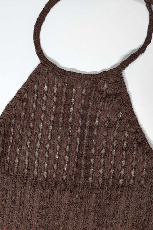 Vestido largo de suéter ceñido con cuello halter