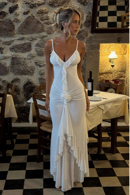 Vestido largo floral sexy con tirantes finos para vacaciones