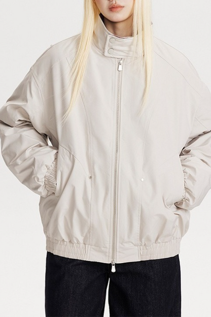 Chaqueta cálida holgada con cuello alto y paneles a cuadros vintage