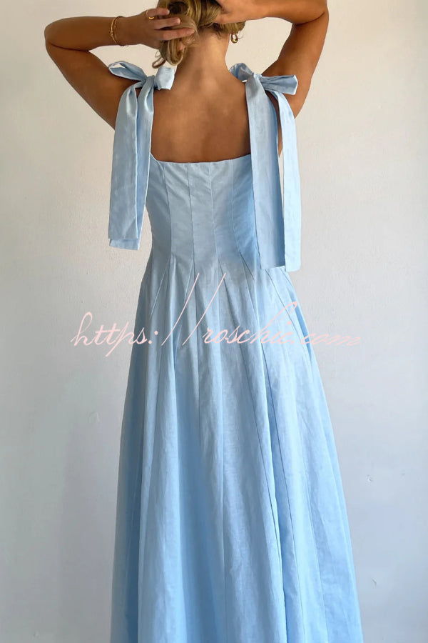 Solid Color Sleeveless Tie-up Suspender Elegant Patchwork Maxi Dress