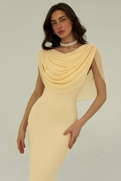 Vestido de fiesta liso con drapeado