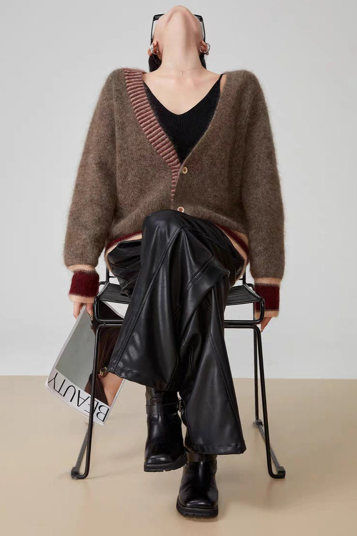 Long Sleeve Color-block Striped Sweater