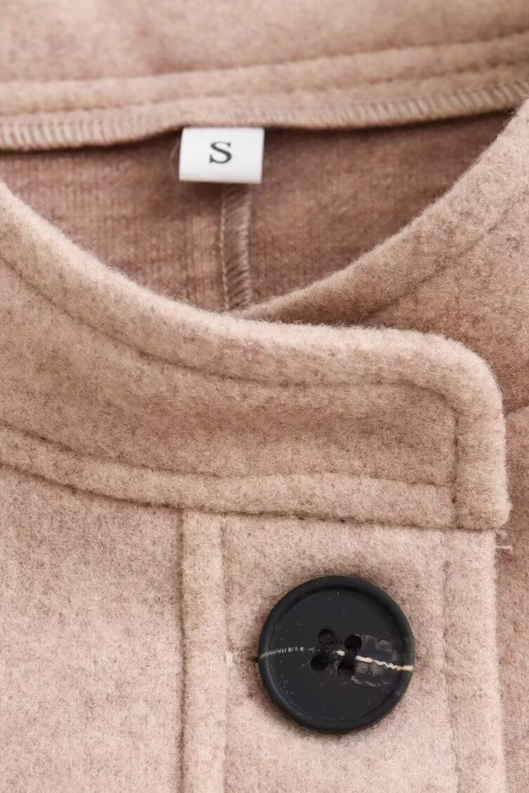 Wool Stand Collar Cropped Coat