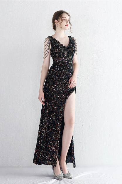 Vestido de Gala Sirena con Cuentas Distintivas