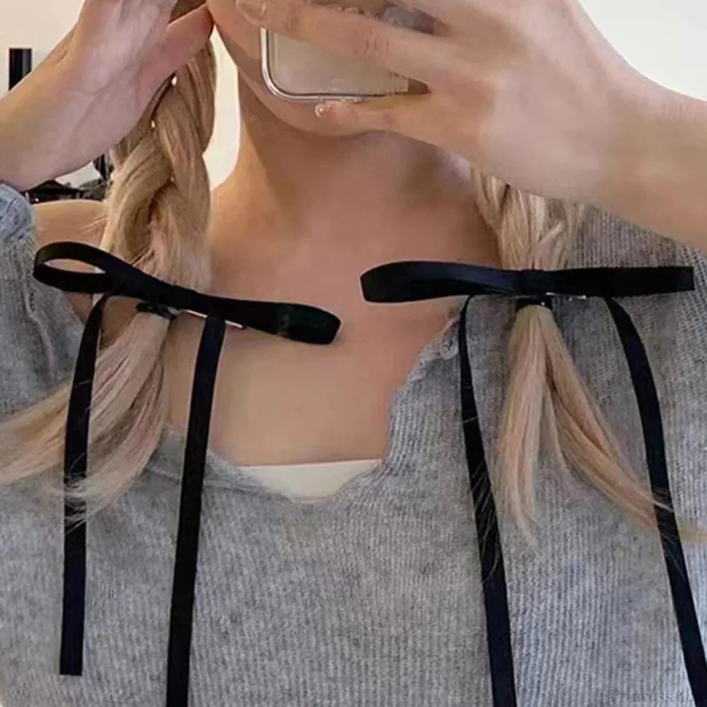 Fabric Ribbon Bow Top Clip Hair Accessory