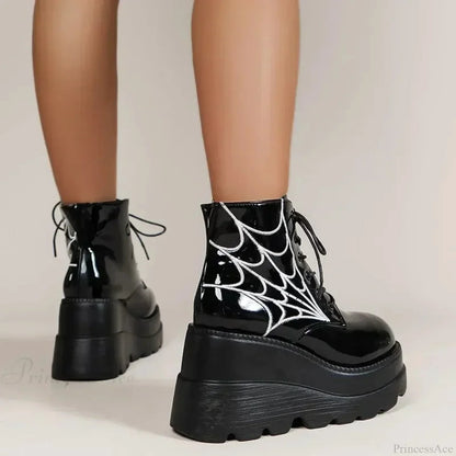 Fall Wedges Motorbike Gothic Patent Boot