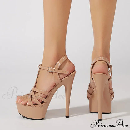 Fashion Buckle Strap Women Platform High Heels Sandals Peep Toe Party Nightclub Stripper Pole Dance Shoes Stilettos