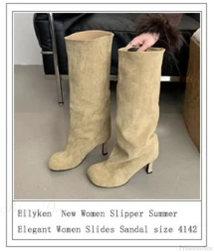 Fashion Candy Pointed Toe Winter High Heels Sexy Banquet Women Knee High Boot