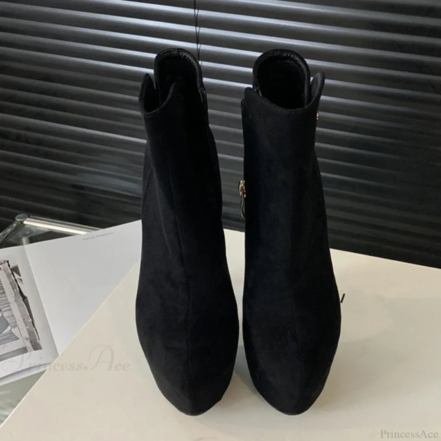 Fashion Chic ElasticityBuckle Strap Sexy Zip Round Toe Platform Pole Dance Extreme High Heel