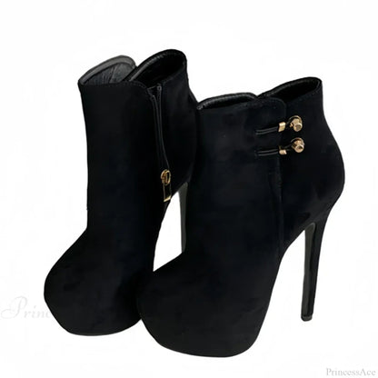 Fashion Chic ElasticityBuckle Strap Sexy Zip Round Toe Platform Pole Dance Extreme High Heel