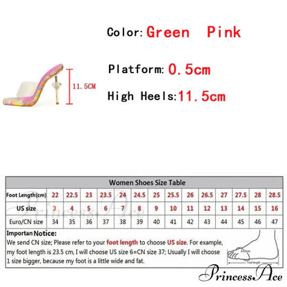 Fashion Chic High Heeled Slippers Ladies Square Toe Summer Sandals Transparent PVC Shoes Women Sliders