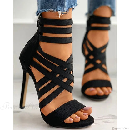 Fashion Cisscross Peep Toe High Heel Sandals Slingback Casual Summer Thin Heels Going Out Party Shoes High Heel