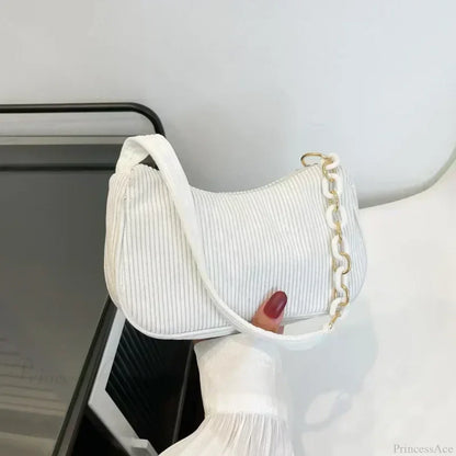 Fashion Corduroy Zipper Underarm Shoulder Bag