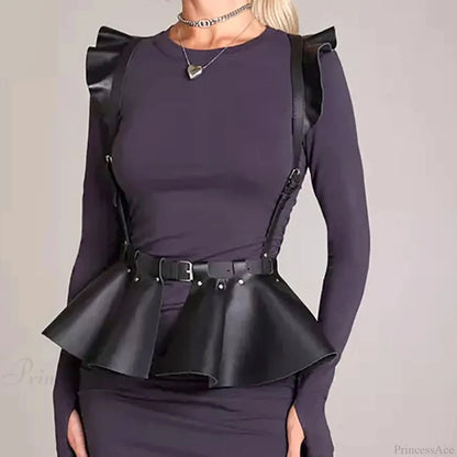 Fashion Dark Leather Body Harness Strap