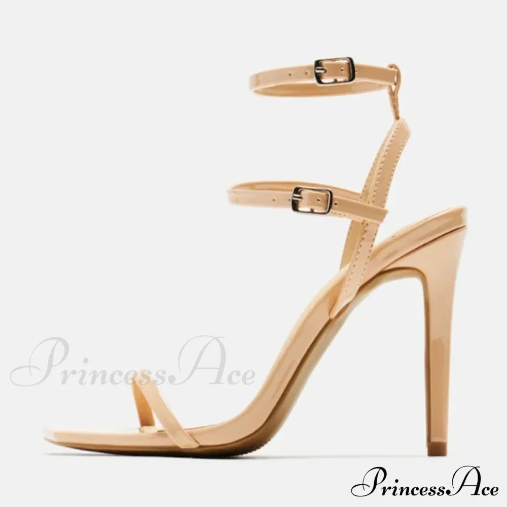 Fashion Design Double Buckle Strap High Heels Gladiator Sandals Women Summer Square Toe Party Dress Shoes Sandalias