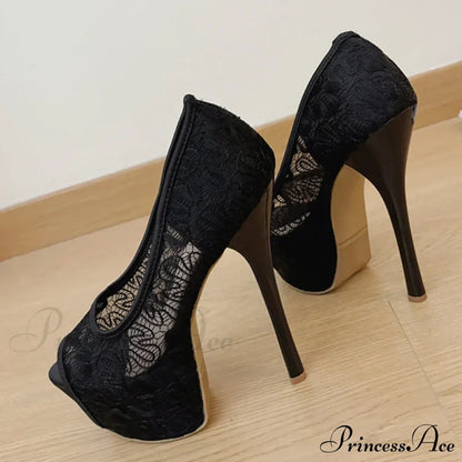 Fashion Design Embroidery Mesh Platform Pumps Women Sexy Slingback Peep Toe Pink High Heels Wedding Banquet Shoes