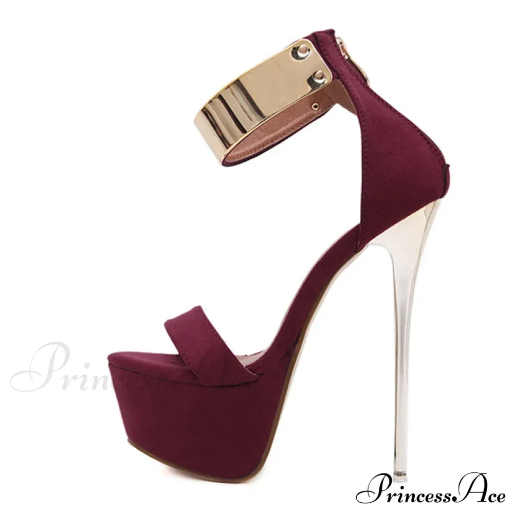 Fashion Design Metal Ankle Cover Strap Women Sexy 16CM Sandals Platform High Heels Party Club Stripper Pole Dance Shoes