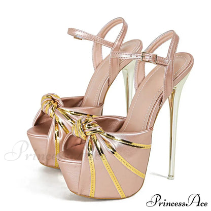 Fashion Design Pleated Leather Open Toe Extreme High Heels Stripper Pole Dance Shoes Summer Platform Sandals Women White