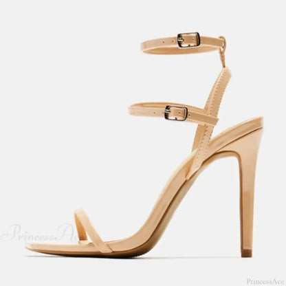Fashion Double-Buckle Square-Toe Platform Sexy Gladiator Party Dress Summer High Heel