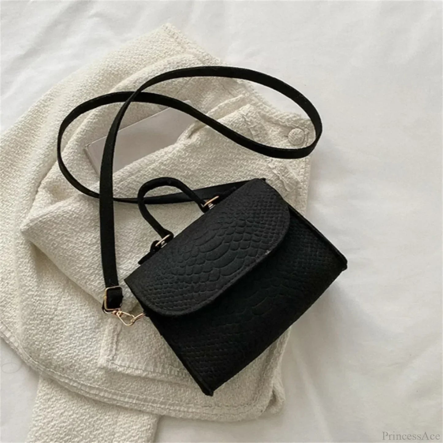Fashion Felt Crocodile Embossed Crossbody Handbag