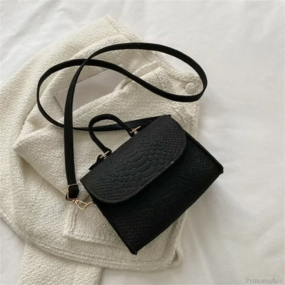 Fashion Felt Crocodile Embossed Crossbody Handbag