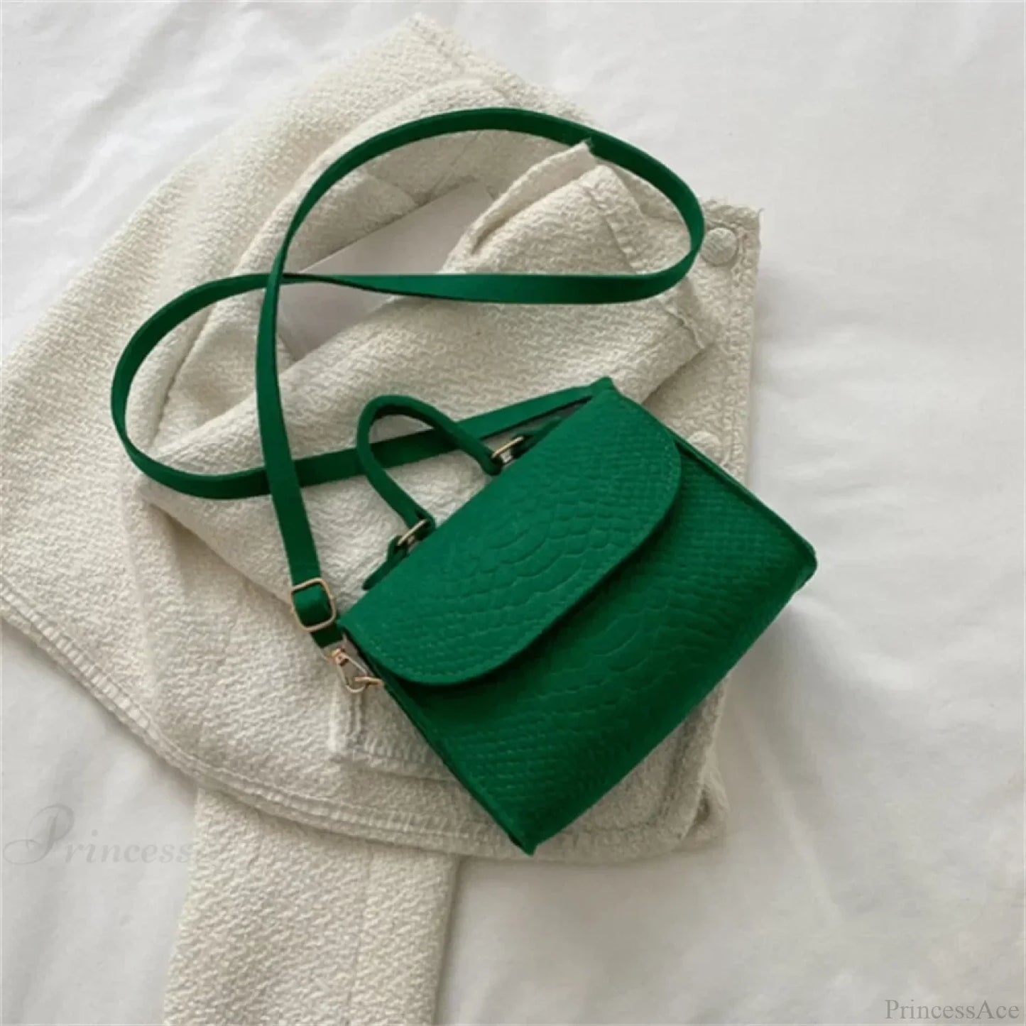 Fashion Felt Crocodile Embossed Crossbody Handbag