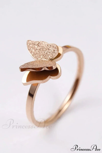 Fashion Frosted Butterfly Titanium Steel Ring