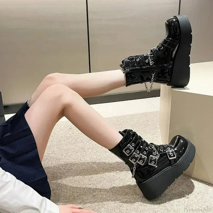 Fashion Large Size Gothic Motorcycle Elevated Boot
