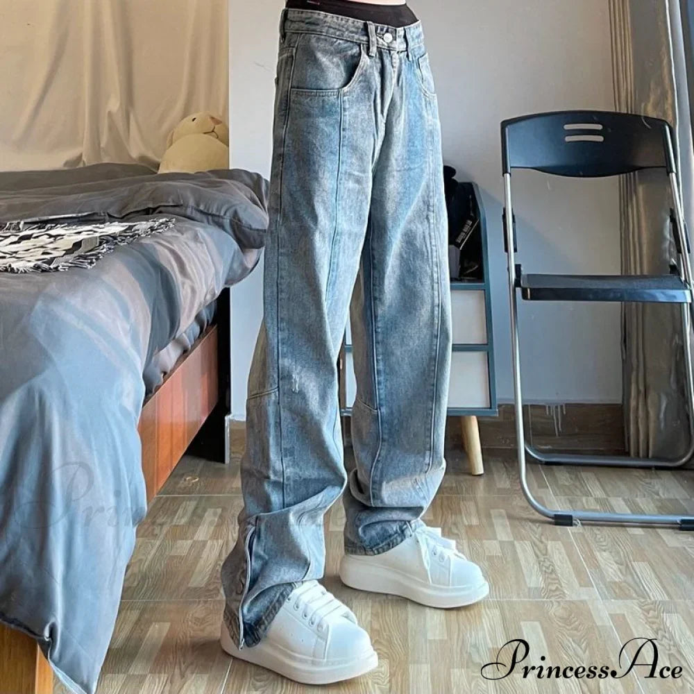 Fashion Letter Print Loose Jeans