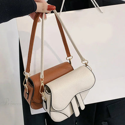 Fashion Mini Handbag Zipper Messenger Saddle Solid Color Bag