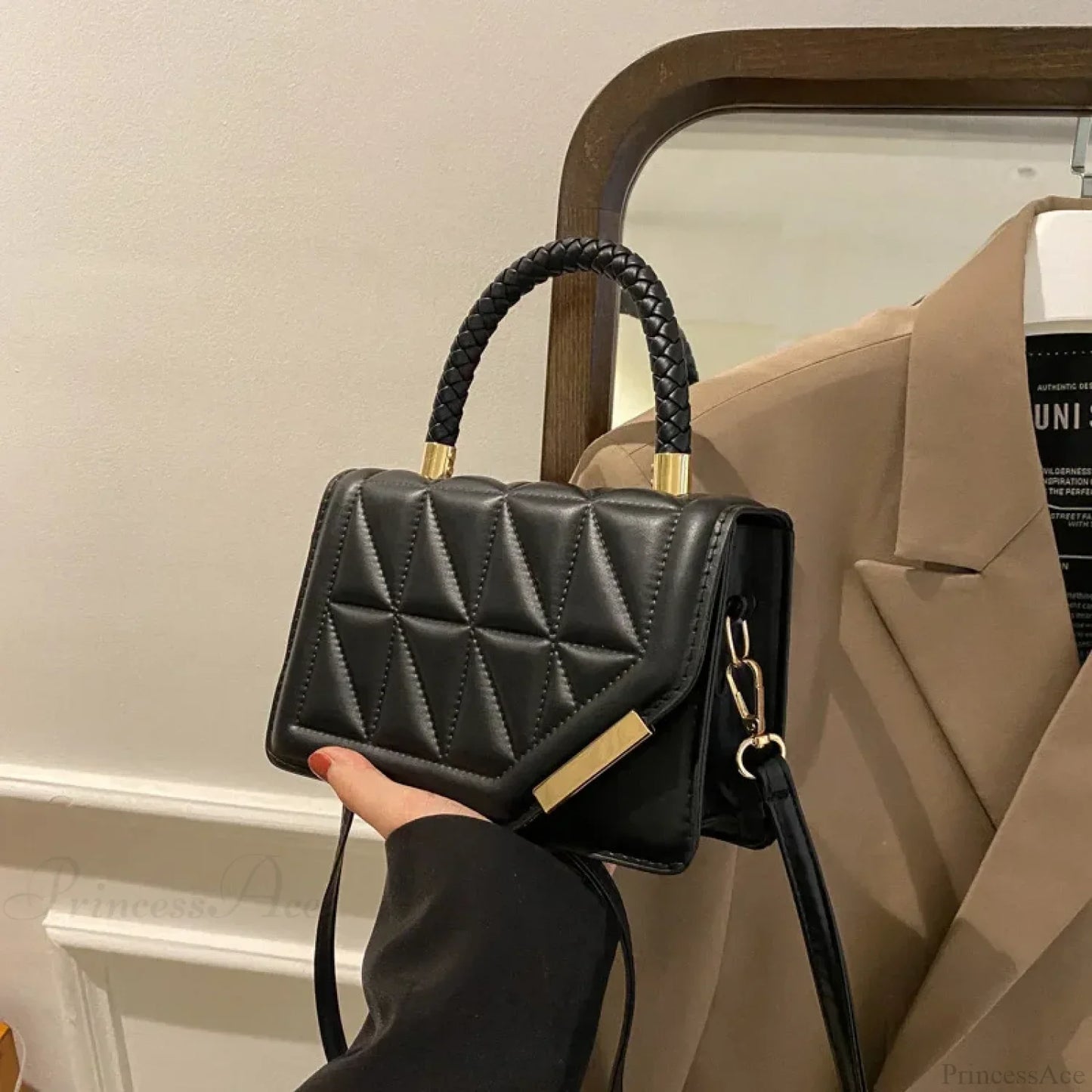 Fashion Plaid PU Leather Small Square Crossbody Handbag