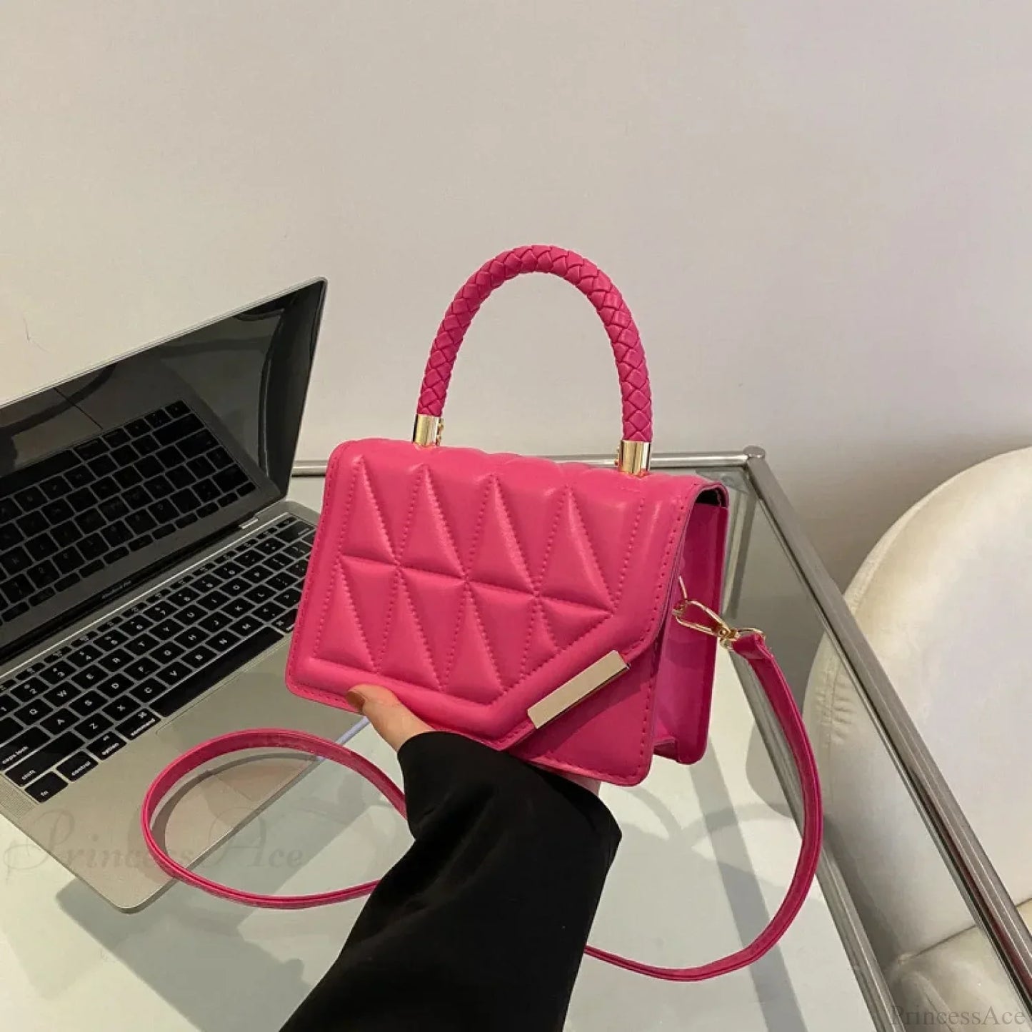 Fashion Plaid PU Leather Small Square Crossbody Handbag