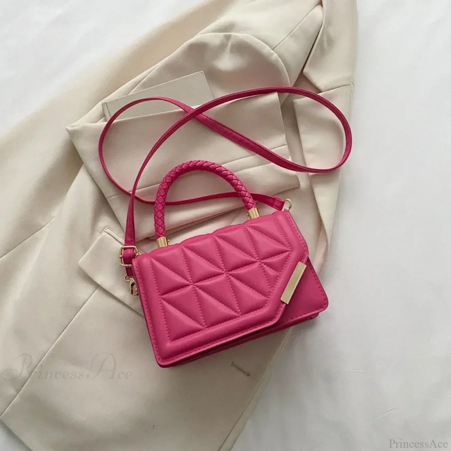 Fashion Plaid PU Leather Small Square Crossbody Handbag