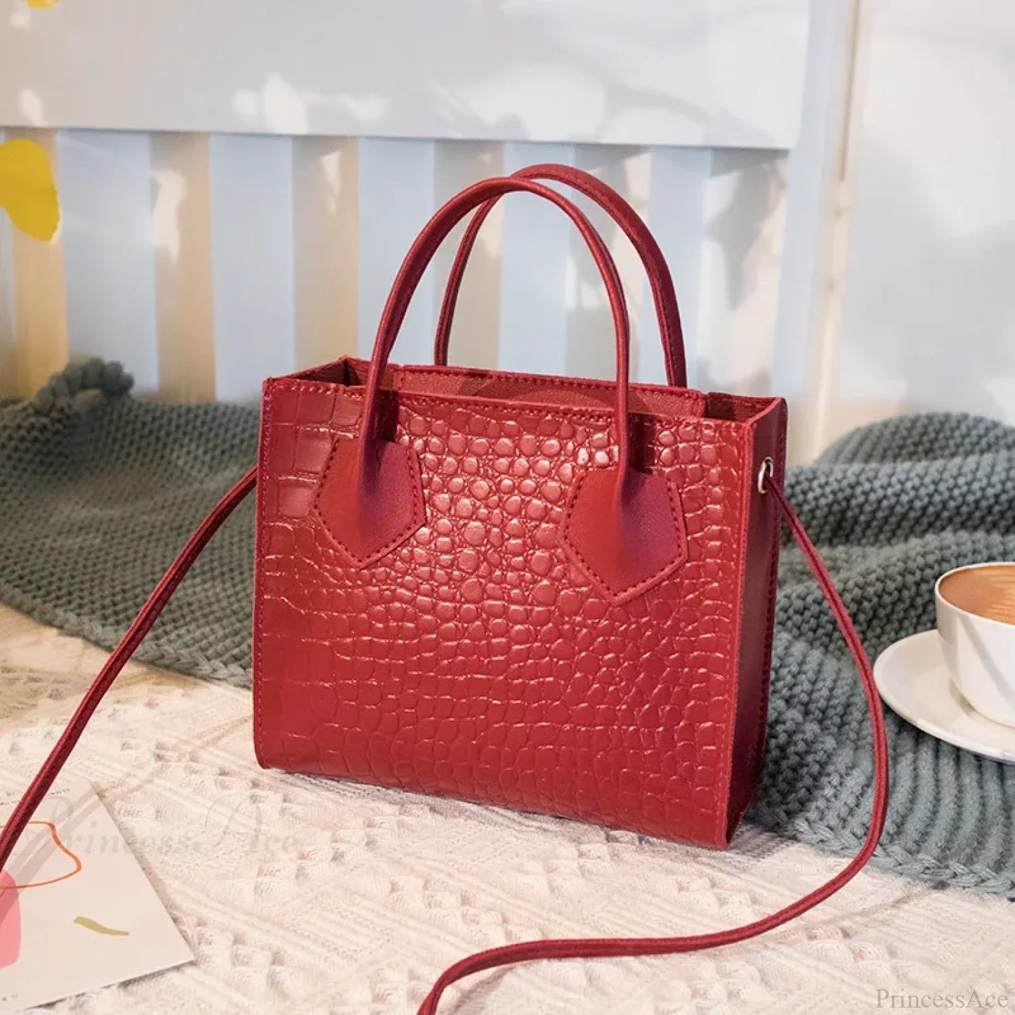 Fashion PU Leather Square Crossbody Handbag