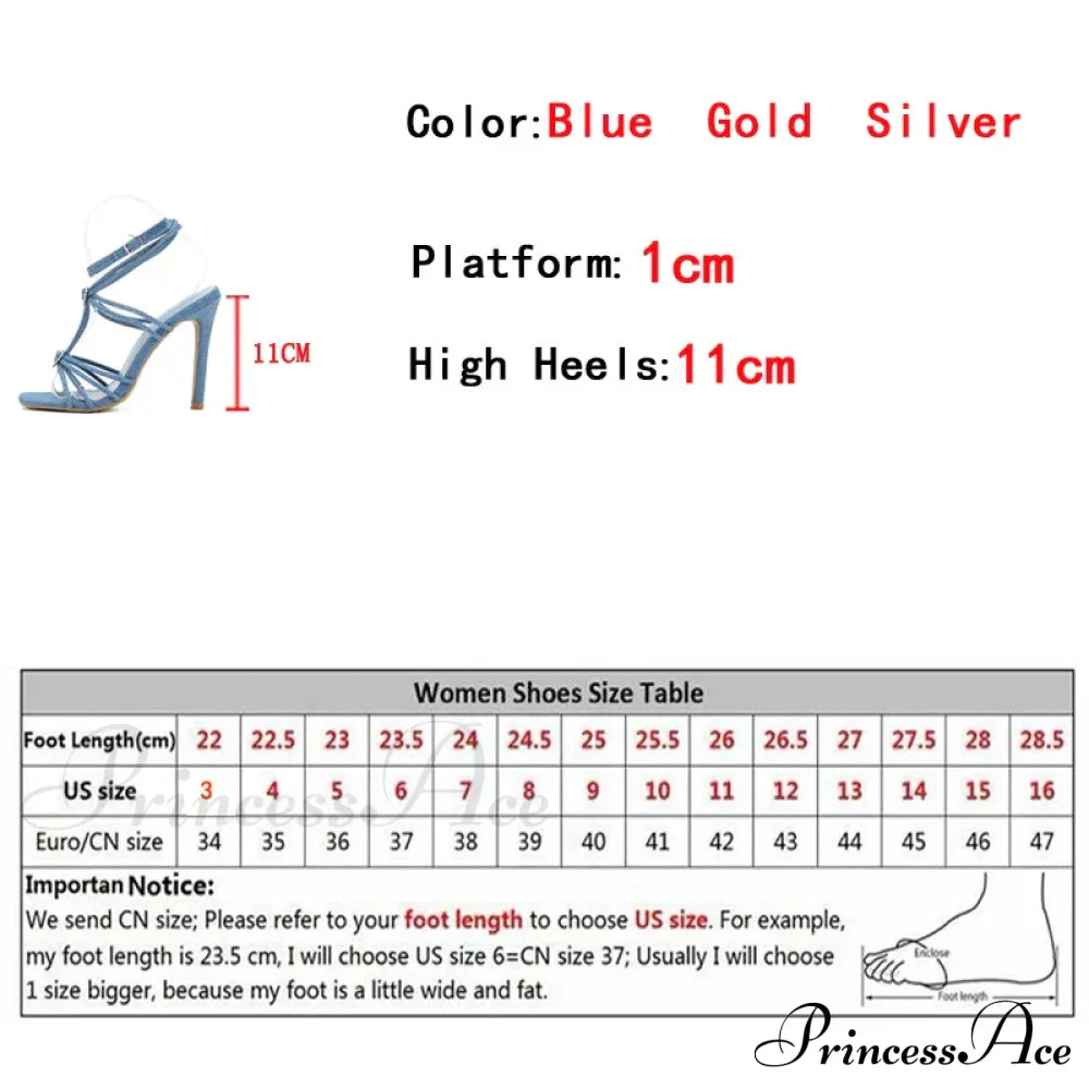 Fashion Rhinestone Buckle Narrow Band Sandals - Square Toe Wedding Banquet Shoes - Thin High Heels - Golden Sandalias