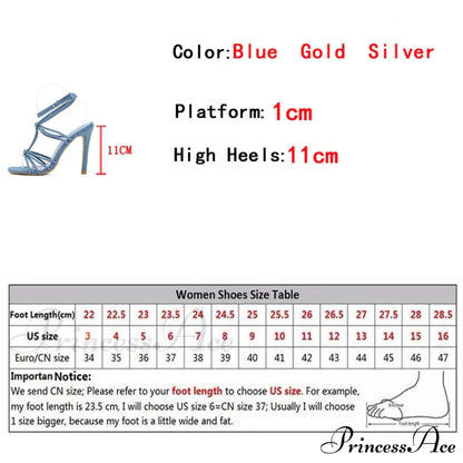 Fashion Rhinestone Buckle Narrow Band Sandals - Square Toe Wedding Banquet Shoes - Thin High Heels - Golden Sandalias