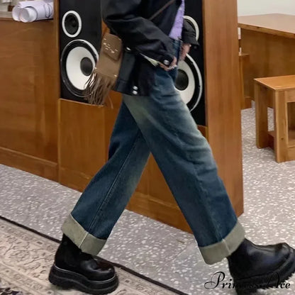 Fashion Straight Women Pant Woman High Waist Denim Pants Wide Leg Denim Clothing Blue Vintage Quality Jean