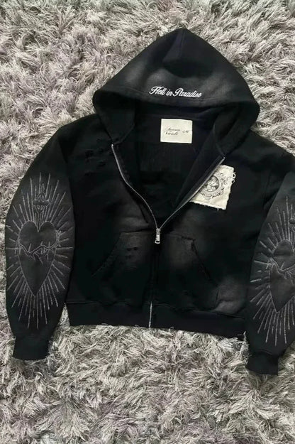 Fashion Trend Fleece Padded Zipper Hoodie