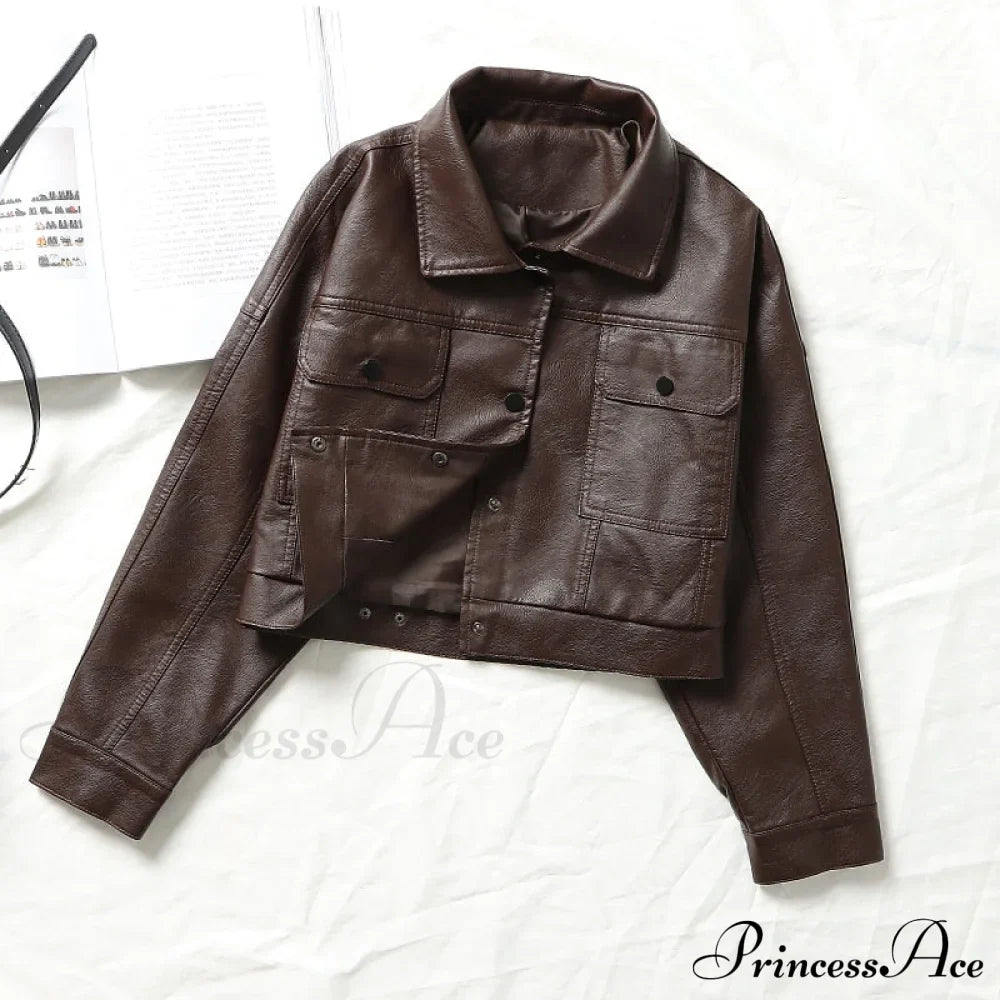 Faux Leather Short Y2k Jacket