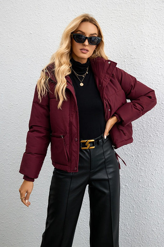 Chaqueta Puffer Corta con Cuello Mandarín Relaxed
