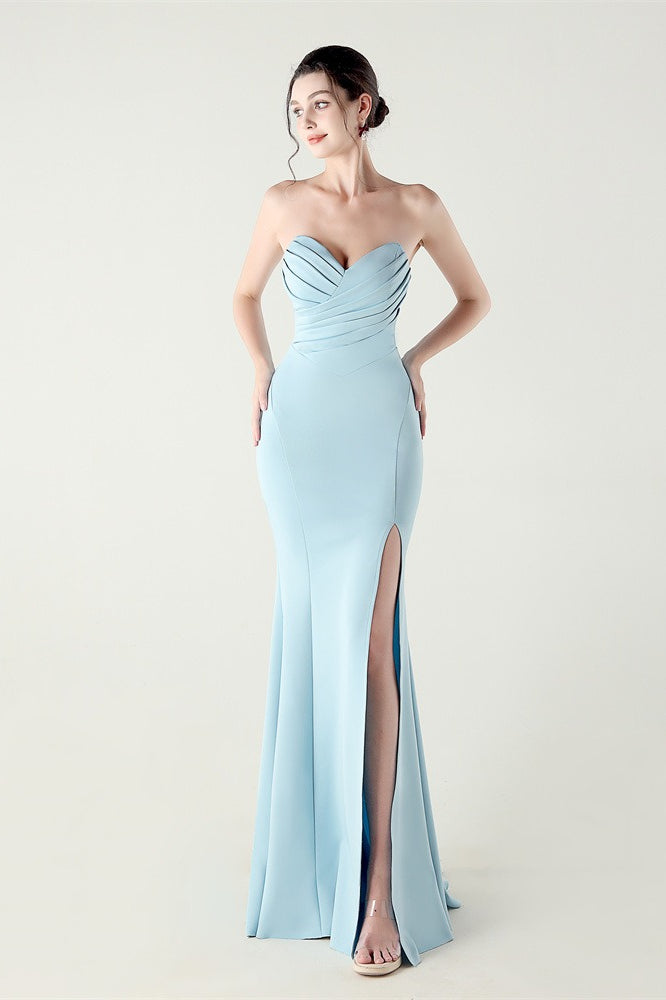 Vestido de fiesta plisado palabra de honor con escote corazón