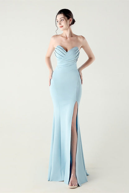 Vestido de fiesta plisado palabra de honor con escote corazón
