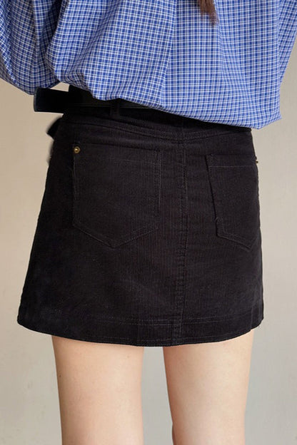 Falda retro de pana con corte en A