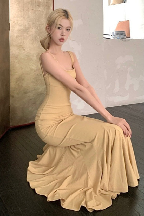 Vestido Formal Sexy sin Espalda con Tirantes Finos